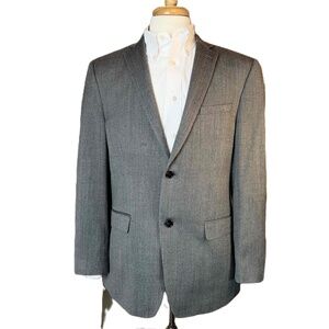 Joseph Abboud Herringbone‎ Gray 40R Silk Wool 2 Button Blazer Sport Coat Jacket